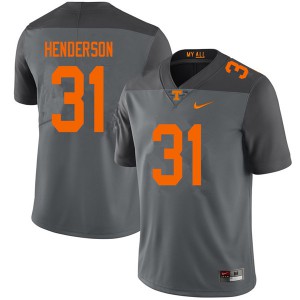 Mens Tennessee Vols #31 D.J. Henderson Gray Embroidery Jerseys 511182-135