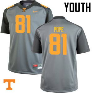 Youth Tennessee #81 Austin Pope Gray Embroidery Jerseys 190784-392