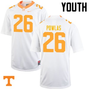 Youth Tennessee Vols #26 Ben Powlas White University Jerseys 959075-280