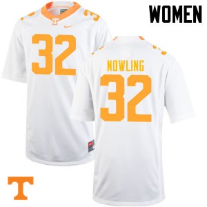 Women Tennessee Vols #32 Billy Nowling White Embroidery Jerseys 817378-105