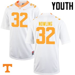 Youth Tennessee Volunteers #32 Billy Nowling White Embroidery Jerseys 730571-101