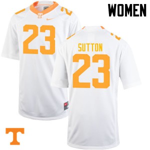 Women Tennessee Vols #23 Cameron Sutton White Football Jerseys 842864-202