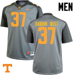 Men Tennessee #37 Charles Raburn West Gray Official Jerseys 249343-520