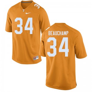 Men Tennessee Vols #34 Deontae Beauchamp Orange Stitch Jerseys 503359-150