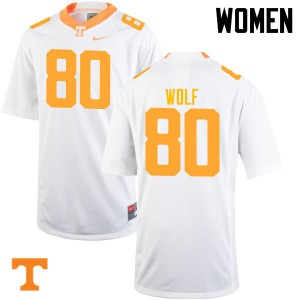 Women's Tennessee Vols #80 Eli Wolf White Stitch Jerseys 495020-454