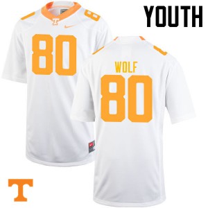 Youth Vols #80 Eli Wolf White Football Jerseys 485060-450