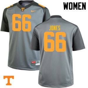 Women's Tennessee Volunteers #66 Jack Jones Gray NCAA Jersey 752419-936