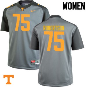 Womens Tennessee Volunteers #75 Jashon Robertson Gray NCAA Jerseys 163579-349
