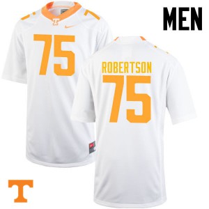 Men Tennessee Vols #75 Jashon Robertson White University Jerseys 426077-389