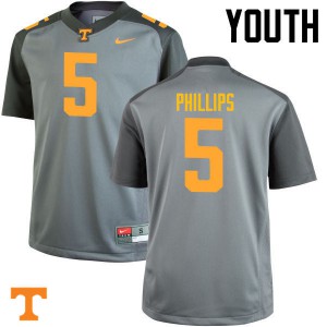 Youth Tennessee #5 Kyle Phillips Gray High School Jerseys 550201-117