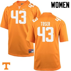 Womens Tennessee #43 Laszlo Toser Orange Official Jersey 780201-395