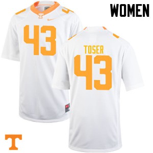 Women Tennessee Vols #43 Laszlo Toser White Football Jersey 748841-294
