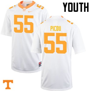 Youth Tennessee Vols #55 Quay Picou White Football Jersey 130218-837