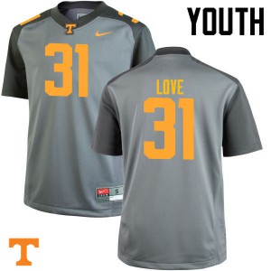 Youth Tennessee #31 Stedman Love Gray Embroidery Jerseys 462623-555