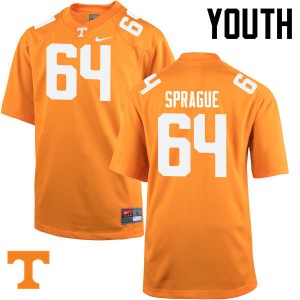 Youth Tennessee Volunteers #64 Tommy Sprague Orange Stitch Jerseys 592927-721