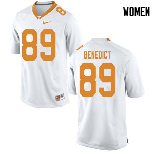 Women's Tennessee Volunteers #89 Brandon Benedict White Football Jersey 618203-453