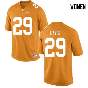 Women's Tennessee Vols #29 Brandon Davis Orange College Jerseys 574236-771