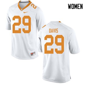 Women Vols #29 Brandon Davis White Football Jersey 806860-140