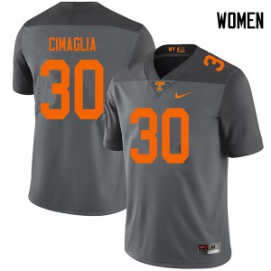 Womens Tennessee Volunteers #30 Brent Cimaglia Gray Stitched Jerseys 328101-939