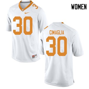 Womens Tennessee Volunteers #30 Brent Cimaglia White University Jersey 904474-488
