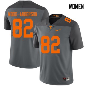 Women Tennessee Vols #82 Dominick Wood-Anderson Gray College Jersey 323898-158