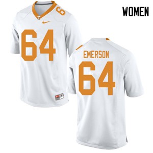 Womens Tennessee Volunteers #64 Greg Emerson White Official Jerseys 259101-699