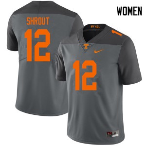 Womens Tennessee Vols #12 JT Shrout Gray College Jerseys 411996-736