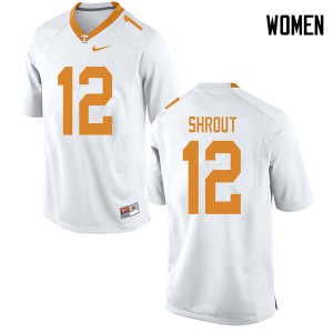 Womens Tennessee #12 JT Shrout White Official Jerseys 771235-346
