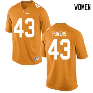 Womens Tennessee #43 Jake Powers Orange College Jersey 502767-339