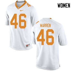 Women Tennessee Vols #46 Joshua Warren White Football Jersey 210285-387