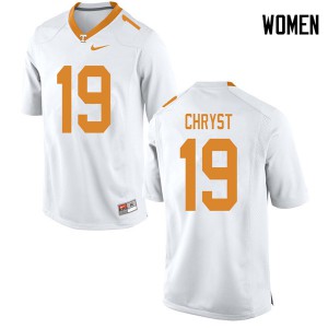 Women Tennessee Volunteers #19 Keller Chryst White Embroidery Jersey 591038-294
