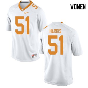 Women's Tennessee Vols #51 Kingston Harris White Stitch Jersey 750602-453
