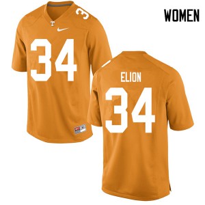 Women's Tennessee Volunteers #34 Malik Elion Orange Football Jersey 727252-453
