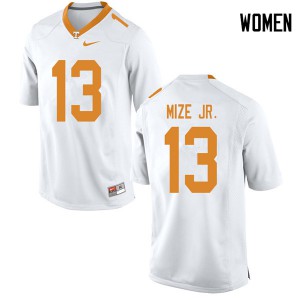 Women's Tennessee Vols #13 Richard Mize Jr. White Official Jersey 472130-607