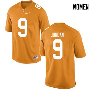 Women's Vols #9 Tim Jordan Orange Stitch Jerseys 180389-448