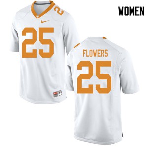 Womens Tennessee Vols #25 Trevon Flowers White Player Jerseys 461059-833