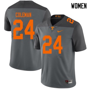 Women's Tennessee #24 Trey Coleman Gray Official Jerseys 334909-718