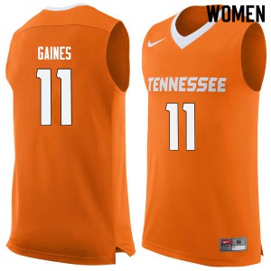 Women's Tennessee Volunteers #11 Davonte Gaines Orange Stitch Jerseys 970288-867