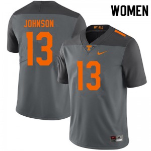 Womens Tennessee Vols #13 Deandre Johnson Gray Stitched Jerseys 907989-425