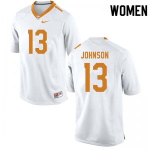 Womens Tennessee Volunteers #13 Deandre Johnson White Player Jersey 130349-874