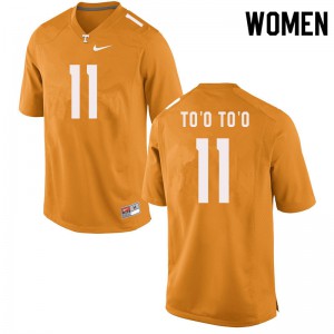 Women UT #11 Henry To'o To'o Orange Stitched Jerseys 173005-739