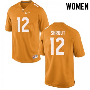 Womens Tennessee Volunteers #12 J.T. Shrout Orange Stitched Jersey 391826-392