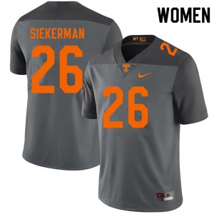 Women's Vols #26 JT Siekerman Gray NCAA Jerseys 356508-828