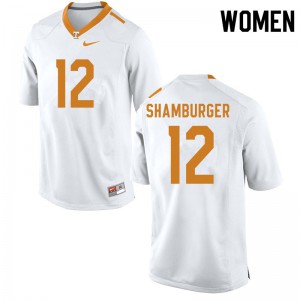 Women's Tennessee Volunteers #12 Shawn Shamburger White Embroidery Jerseys 186545-873