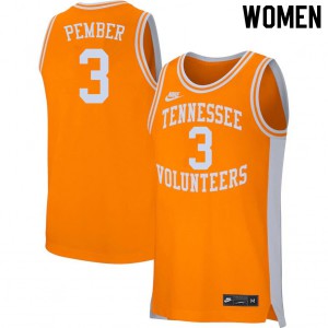 Women's Tennessee Volunteers #3 Drew Pember Orange High School Jersey 345677-540