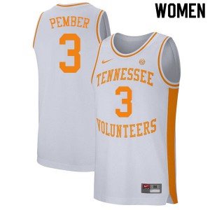 Women's Tennessee #3 Drew Pember White Official Jersey 231241-608