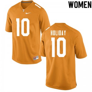 Womens Tennessee Volunteers #10 Jimmy Holiday Orange Embroidery Jersey 647283-783