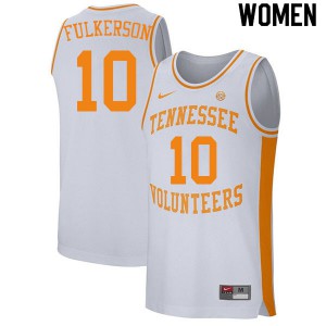 Women Tennessee Vols #10 John Fulkerson White NCAA Jerseys 947227-165