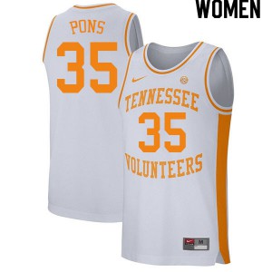 Women's Tennessee Vols #35 Yves Pons White Official Jersey 962937-482