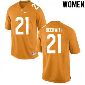 Women Vols #21 Dee Beckwith Orange Stitched Jersey 263978-222